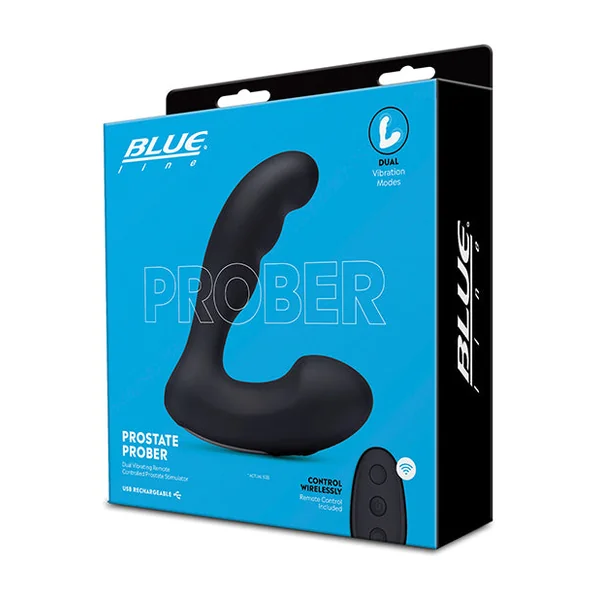 Blue Line Vibrating Prostate Prober W-remote - Black