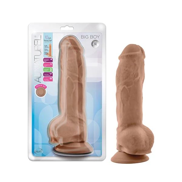 Blush Au Natural 10" Big Boy Realistic Dildo w/Balls - Mocha