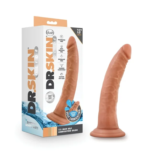 Blush Dr. Skin Glide 7.5″ Self Lubricating Dildo – Mocha