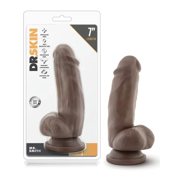 Blush Dr. Skin Mr. Smith 7" Dildo W-suction Cup - Chocolate