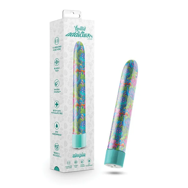 Blush Limited Addiction Utopia 7" Rechargeable Vibe - Aqua