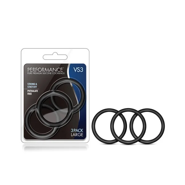 Blush Performance Vs3 Pure Premium Silicone Cockrings Large - Black