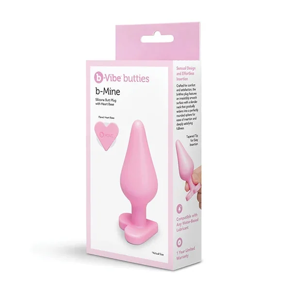 B-Mine Butties – Silicone Butt Plug with Heart Base – Pink