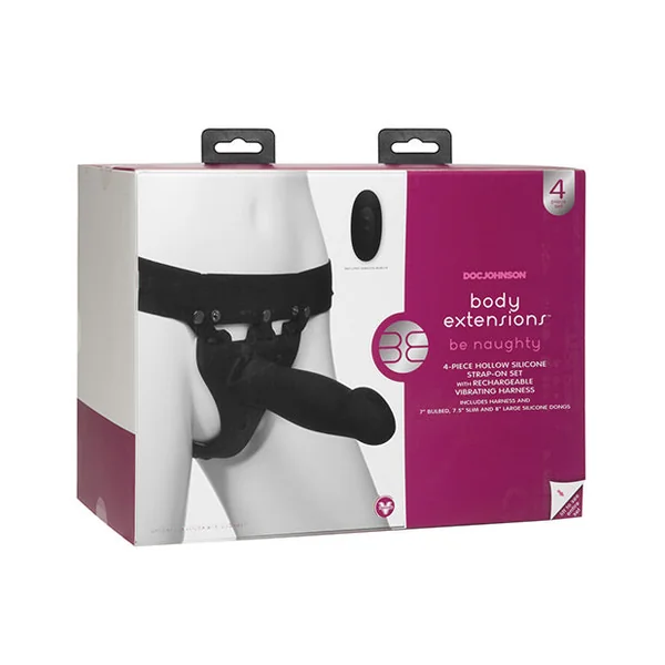 Body Extensions Be Naughty Vibrating 4 Piece Strap On Set