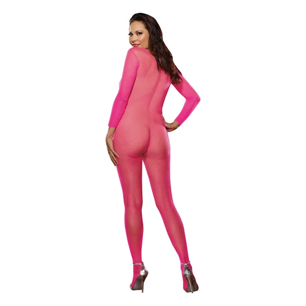 BODY STOCKING NEON PINK OPEN CROTCH Q/S