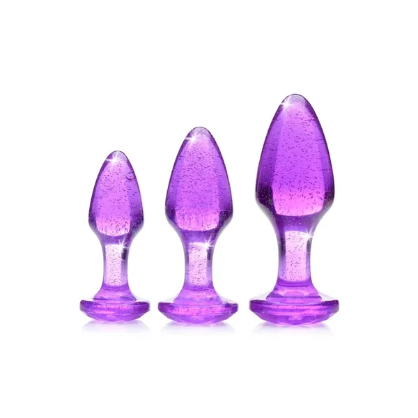 Booty Sparks Glitter Gem Anal Plug Set 3pc – S/M/L – Purple