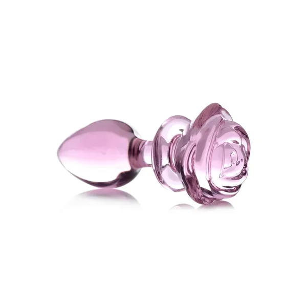 Booty Sparks Pink Rose Glass Anal Plug – Large – Pink