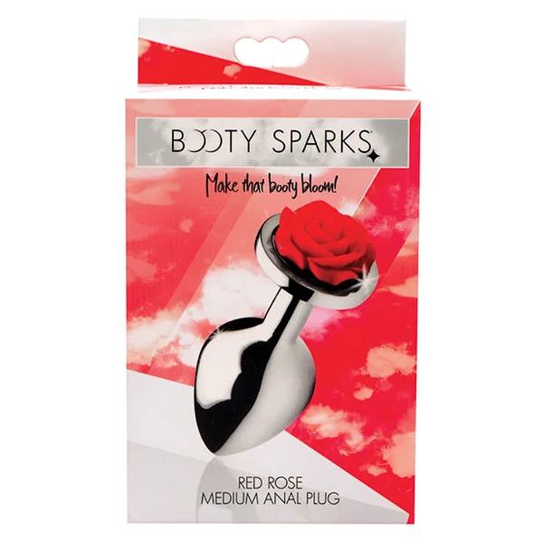 Bootysparks Red Rose Anal Plug - Silver
