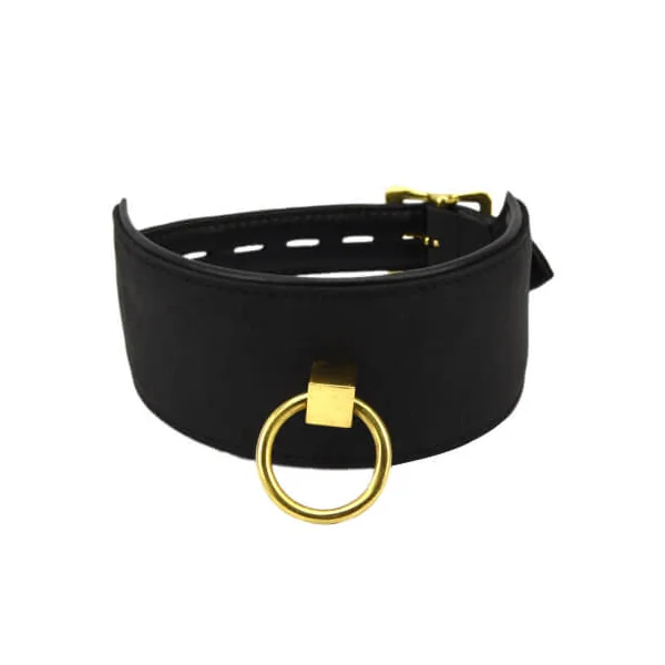 Bound Noir Nubuck Leather Collar with O Ring