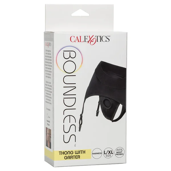 Boundless Thong with Garter - L/XL Black