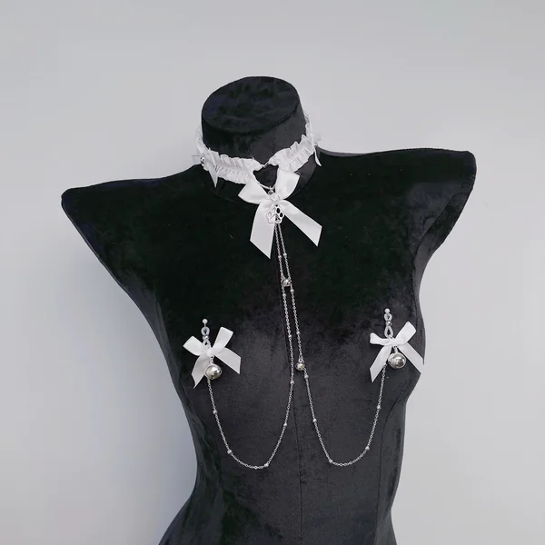Bow Choker Nipple Clamps Body Chain Set
