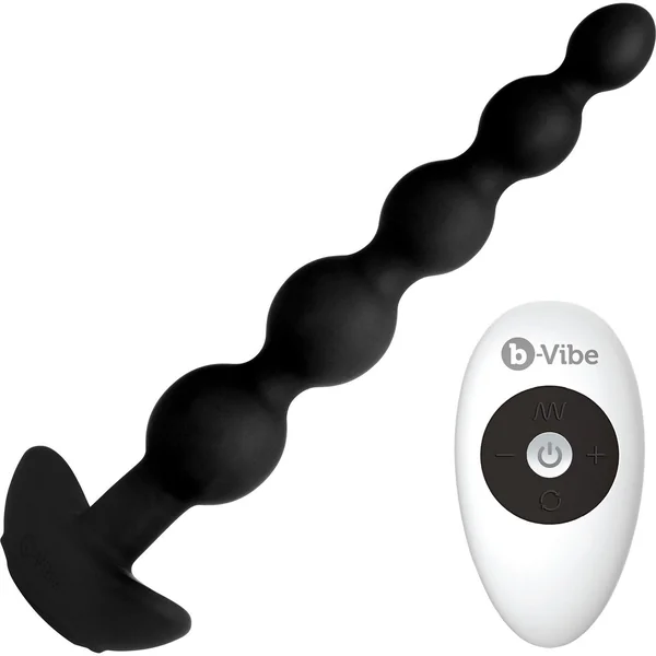 b-Vibe Cinco Vibrating Rechargeable Silicone Anal Beads With Remote - Black