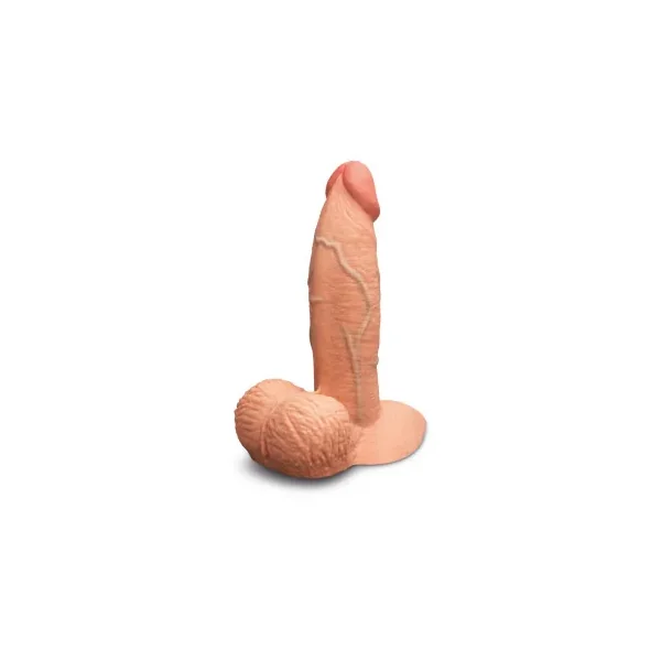 b-Vibe Slipskin 6 Inch Girthy Realistic Silicone Dildo, 5.0 Inch Insertable, 5.44 Inch Max Girth, Mocha