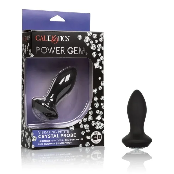 Calexotics Power Gem Vibrating Petite Crystal Probe Black