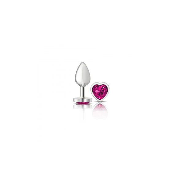 CHEEKY CHARMS HEART BRIGHT PINK SMALL SILVER PLUG