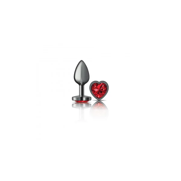 CHEEKY CHARMS HEART DEEP RED SMALL GUNMETAL BUTT PLUG