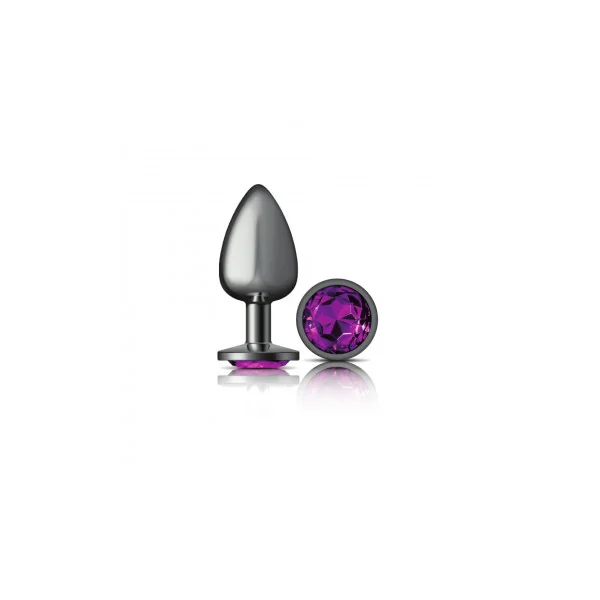CHEEKY CHARMS ROUND PURPLE LARGE GUNMETAL BUTT PLUG