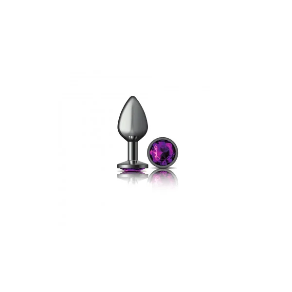CHEEKY CHARMS ROUND PURPLE MEDIUM GUNMETAL BUTT PLUG