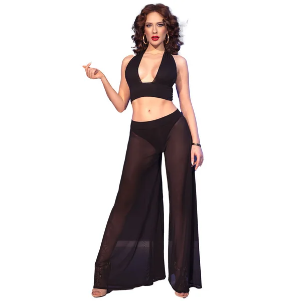 CHILIROSE – CR 4857 SET TOP Y PANTALONES NEGRO TALLA S