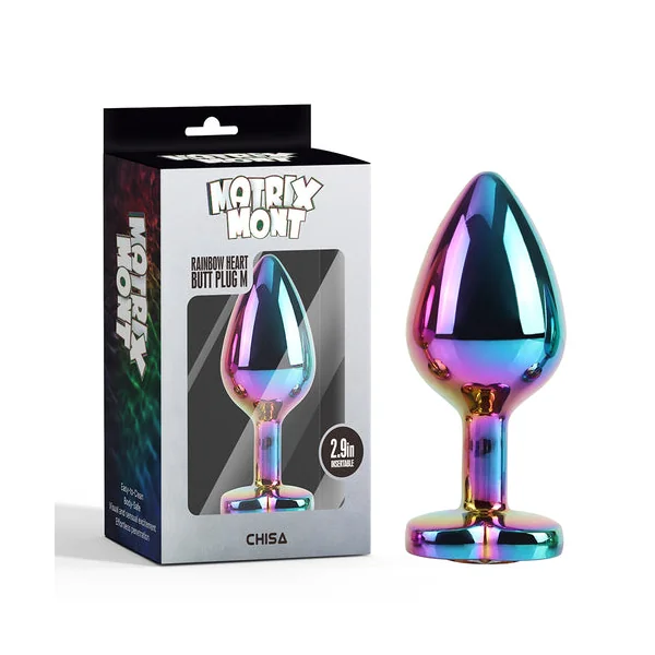 Chisa Rainbow Heart Butt Plug M 2.9In insertable