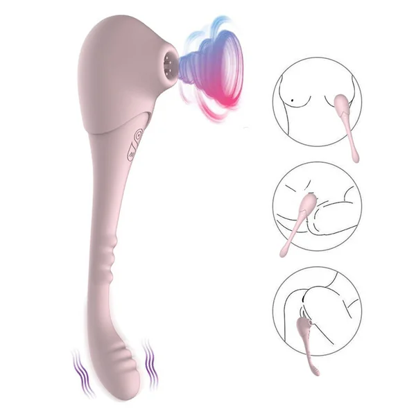 Clit Sucker Finger Prostate Massager - Double End Clitoral G Spot Vibrator