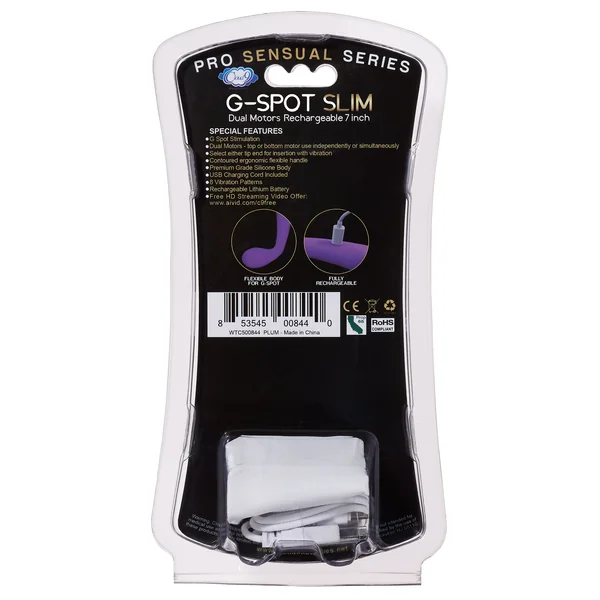 CLOUD 9 RECHARGEABLE G-SPOT SLIM 7IN DUAL MOTORS PLUM