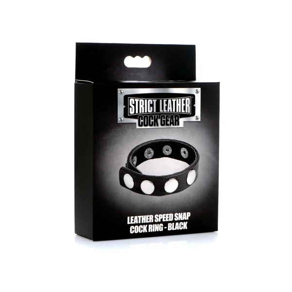 Cock Gear Leather Speed Snap Cock Ring - Black