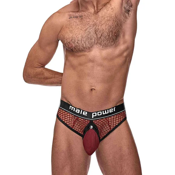 COCK PIT COCK RING THONG BURGUNDY S/M