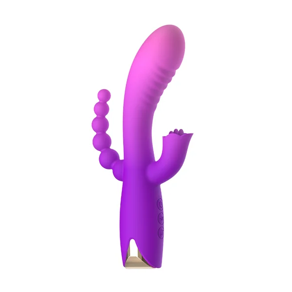 Color Changing Licking 3 in 1 Vibrator With Anal Plug