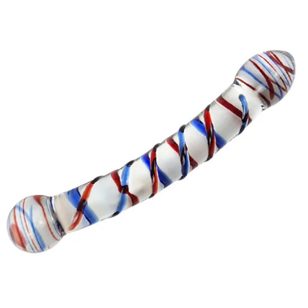 Colorful Double Headed 7.87″ Long Clear Glass Dildo