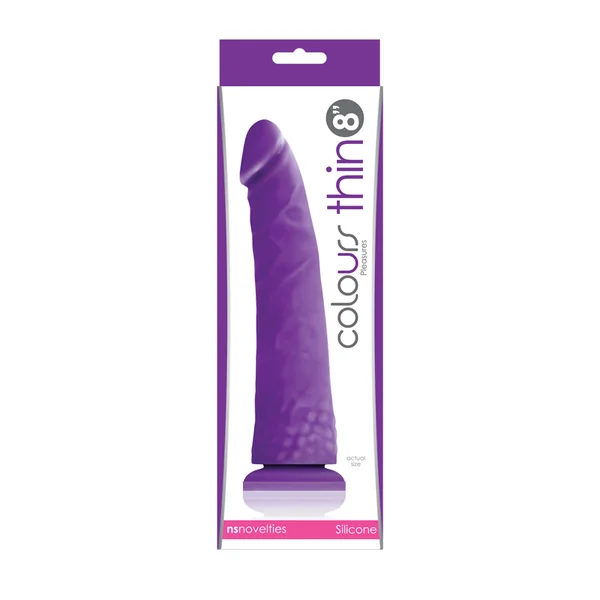 COLOURS PLEASURES THIN 8IN DILDO PURPLE