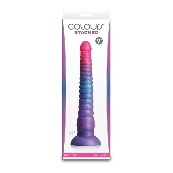 Colours Stacked 9" Dildo - Pink/Blue