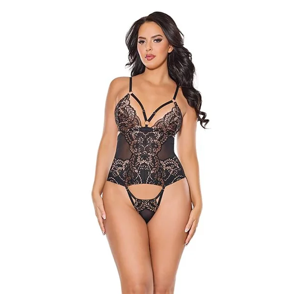 Coquette Lace and Mesh Teddy With Removable Backless Panty