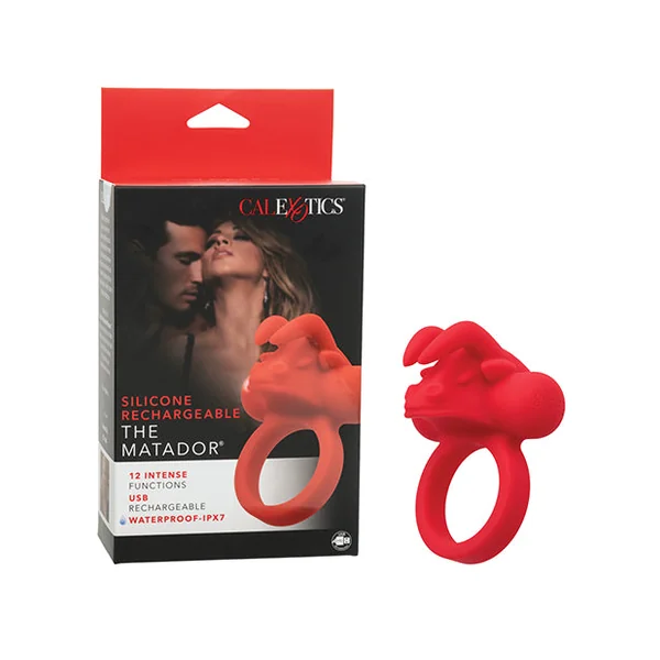 Couple's Enhancer Silicone Rechargeable The Matador Enhancer w/Triple Stimulation - Red