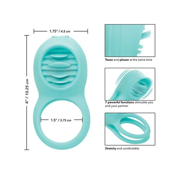 Couple’s Enhancers Silicone Rechargeable French Kiss Enhancer – Teal