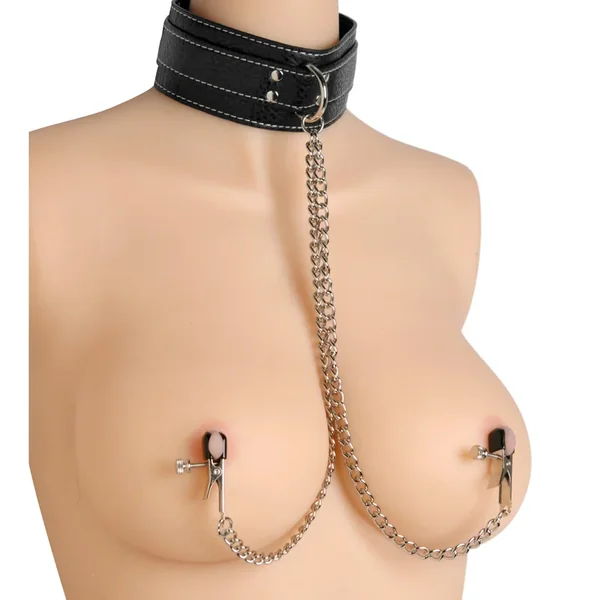 Coveted Bondage Collar with Nipple Clamps
