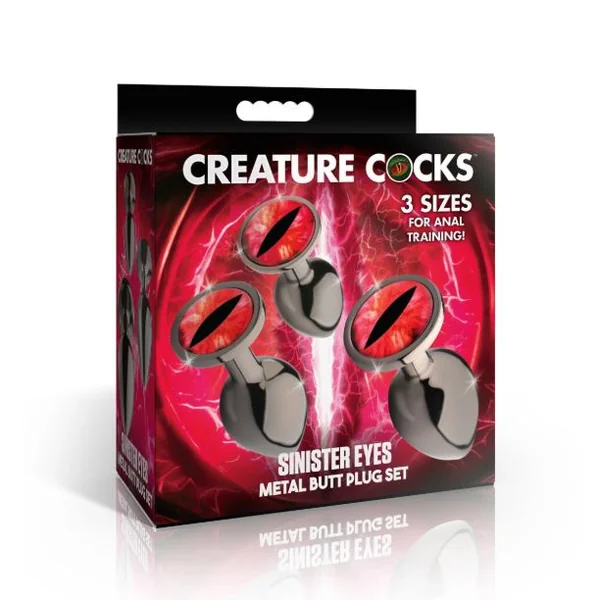 CREATURE COCK SINISTER EYE METAL BUTT PLUG SET