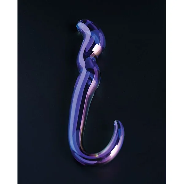 Cristal Blue Flame Curved Glass Dildo