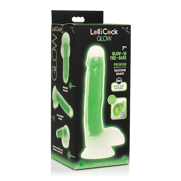Curve Toys Lollicock 7" Glow In The Dark Silicone Dildo W/balls