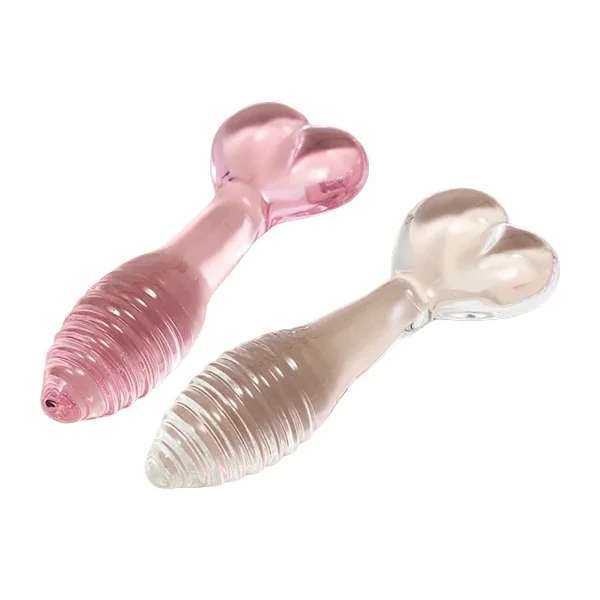 Cute Glass Heart Shape-Based Massage Dildo