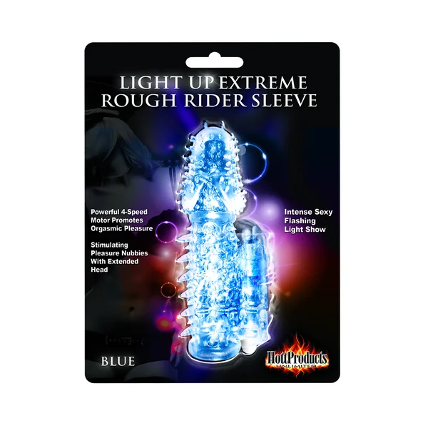 (D) LIGHT UP VIBRATING PLEASUR SLEEVE BLUE
