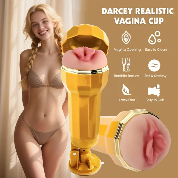 Darcey Realistic Vagina Cup auto vibrating male masturbation cup