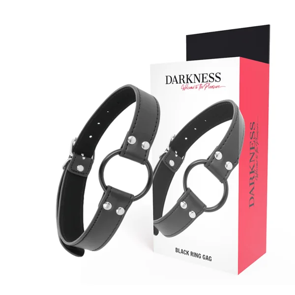 Darkness black ring gag 3.6cm leather straps sex toys bondage adult
