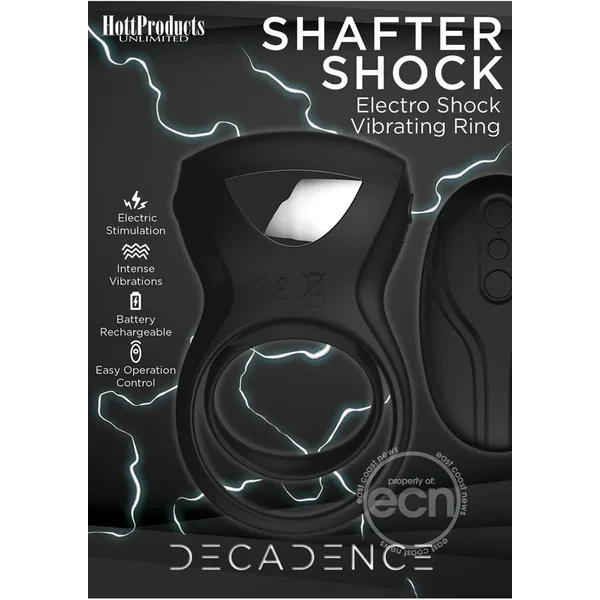 Decadence Shafter Shock Silicone Electro Shock Cock Ring with Remote Control
