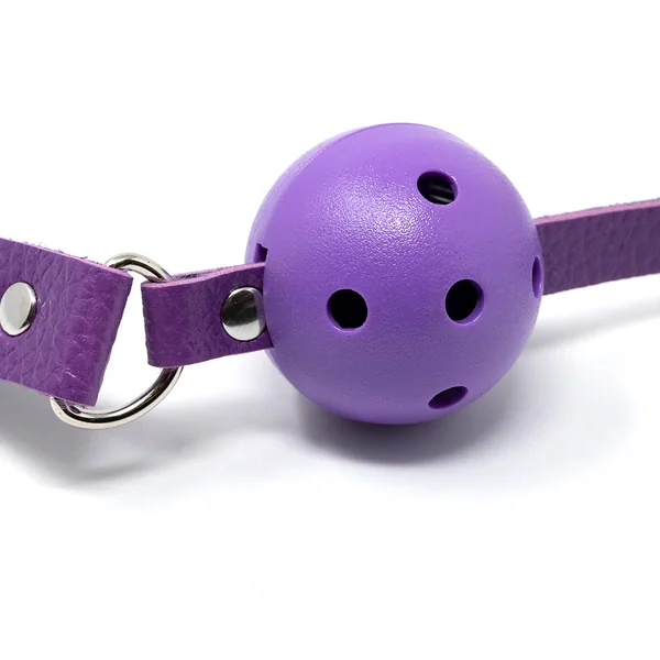 Deluxe Fetish – Leather Breathable Purple Ball Gag