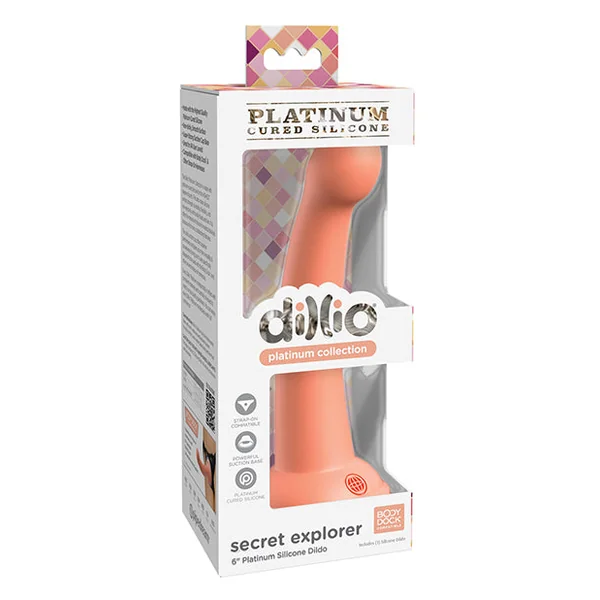 Dillio Platinum 6" Secret Explorer Silicone Dildo - Peach