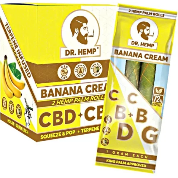 Dr. Hemp 2pk Hemp Rolls CBD+CBG Banana Cream 20PK/Dis