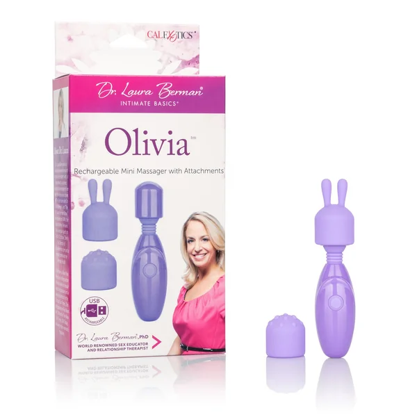 DR LAURA BERMAN OLIVIA RECHARGEABLE MINI MASSAGER W/ ATTACHMENTS