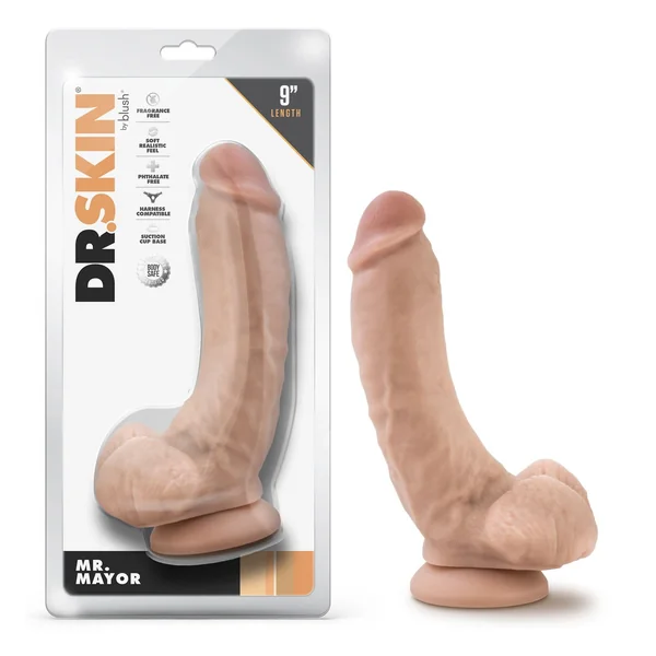 Dr. Skin - Mr. Mayor - 9 Inch Dildo With Balls - Beige
