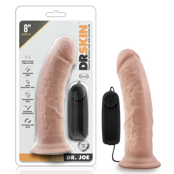 Dr. Skin Thick 8 Inch Dr. Joe Vibrating Suction Anal Dildo by Blush Novelties
